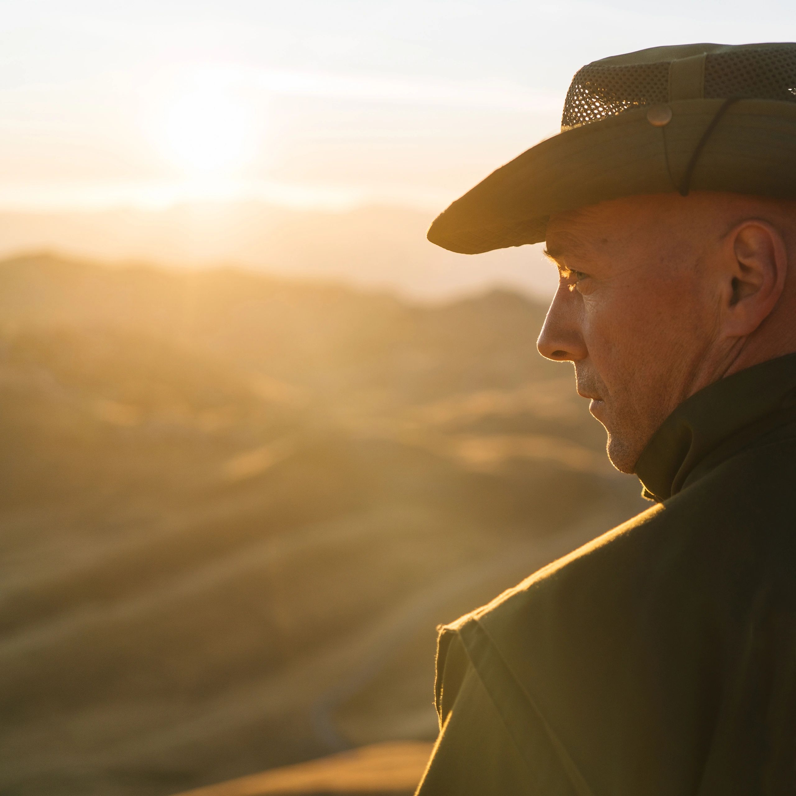 Professional headshot outdoors at sunrise